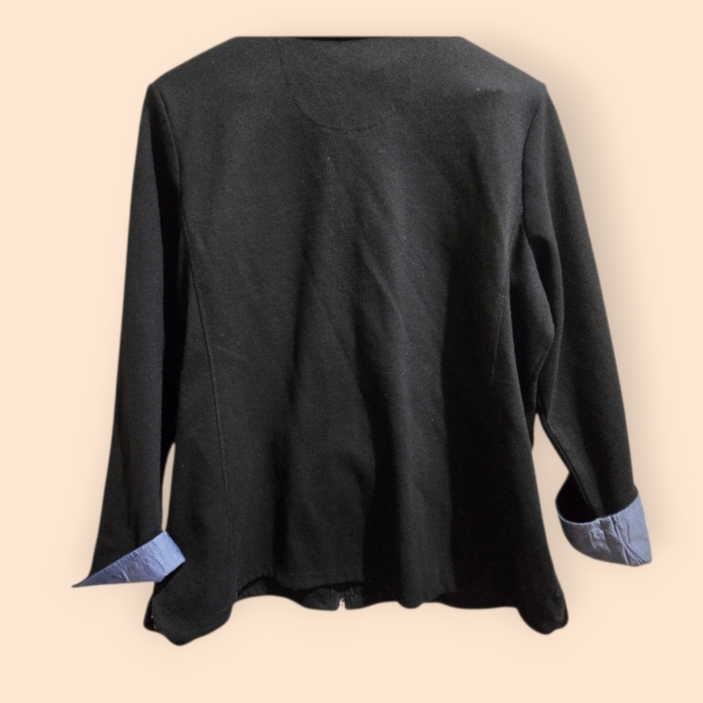 T By Talbots Black Full Zip Front Jacket - Picture 2 of 8